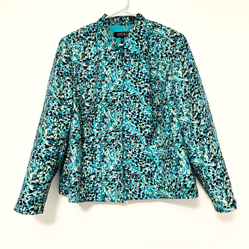 Kasper Women's Metallic Multicolor Open Jacket with Mandarin Collar Women's 18W